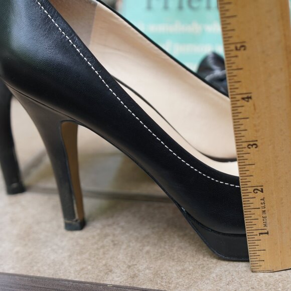 FRANCO SARTO BLACK OPEN TOE PUMP HEEL SZ 7.5 LEATHER - Picture 6 of 15